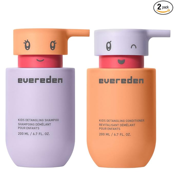 Evereden Kids Haircare Set: Hair Detangling Shampoo & Conditioner for Children Ages 3+, Plant Protein Peptides & Argan Oil, Vegan, Free from Sulfate, Paraben, Phthalate & Petrolatum