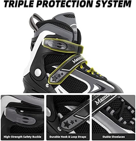 MammyGol Adjustable Inline Skates for Kids Boys Girls Youth Blades Roller Skates with Light up Wheels Ages 4-16