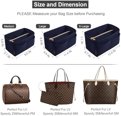 OMYSTYLE Purse Organizer Insert, Felt Tote Bag Organizer Insert with 5 Sizes, Handbag Dividers for Inside Purse, Compatible with Longchamp, Neverful, Speedy and More