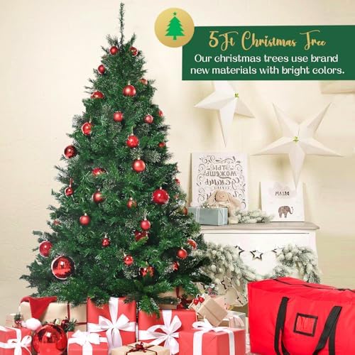 5ft Green Artificial Christmas Tree,Arbol de Navidad Small Fake Xmas Tree