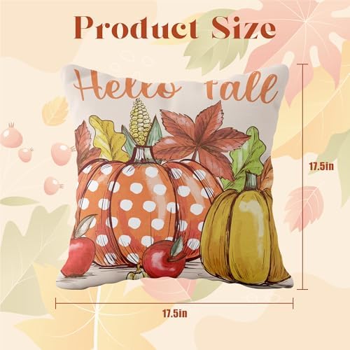Fall Decorations for Home - Fall Pillow Covers 18x18 Inch | Thanksgiving Throw Pillows -Thanksgiving Decor for Couch-Friendsgiving Party Favors Decor Indoor Outdoor for Room Office Parlor