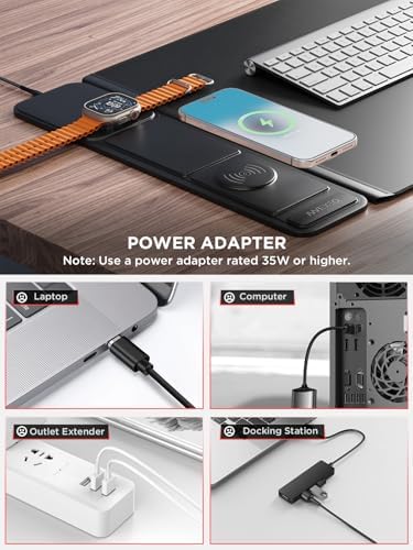 2nd Gen Wireless Charging Desk Mat,3-in-1 Foldable Phone Holder Mouse Pad