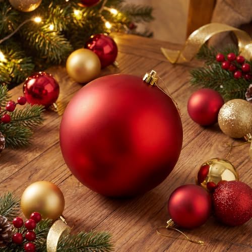Threan 8 Inch Large Red Matte Christmas Ball Ornaments