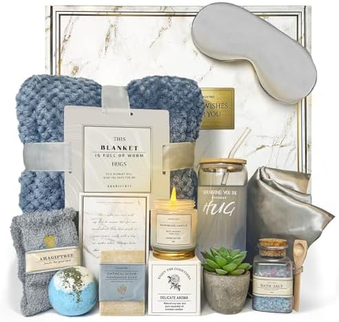 AHAGIFTREE Get Well Soon Gift Baskets For Women,12PC Get Well Gifts for Women After Surgery,Birthday Gifts,Care Package,Grief,Sympathy,Condolences Gift Basket for Friend (navy blue)