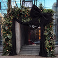 118 x 47 Extra Large Christmas Black Velvet Bows Outdoor