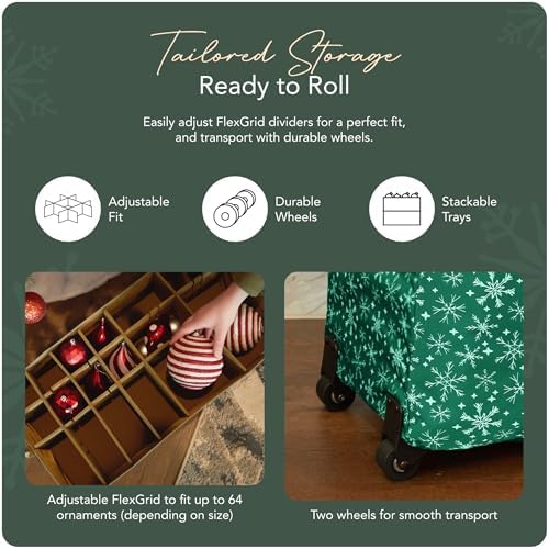 Covermates Rolling Adjustable Ornament Storage Bag, 25.5"W x 13"D x 12.5"H