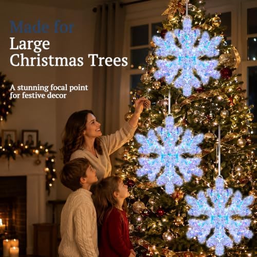 Nuanchu 3 Pcs 19" LED Christmas Snowflake Light Decor, Sixpetaled Snowflake