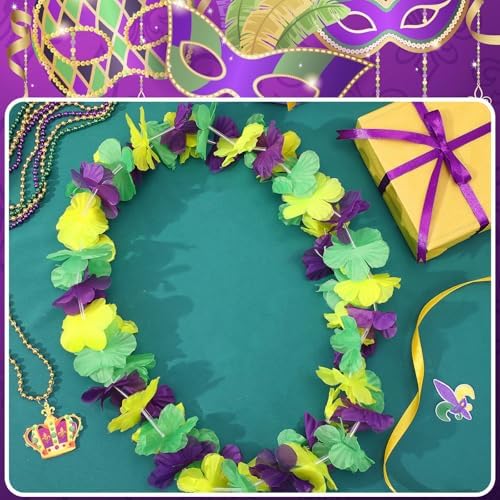 JUNEBRUSHS 24 Pack Mardi Gras Leis Garlands Mardi Gras Throws