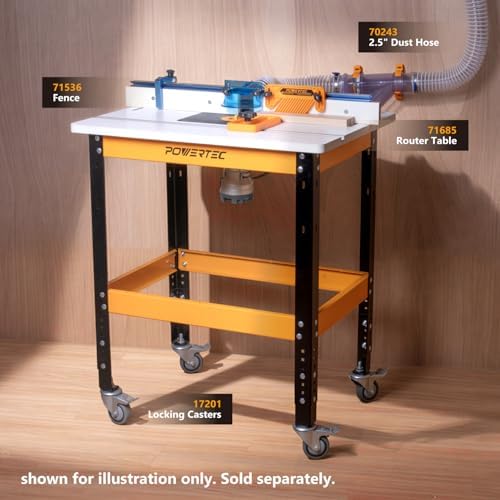 POWERTEC Heavy Duty Tool Stand Base, 400 lb Capacity Universal Machine Stand with Adjustable Height & Leveling Feet – Compatible with Router Tables, Miter Saws, Drill Presses, Planers (UT1006V)