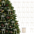 DIYDEC 25PCS Preal 4.5IN Christmas Bow Ornaments String Garland Decor
