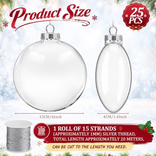 Wettarn 25 Pcs 6" Clear Plastic Disc Ornaments