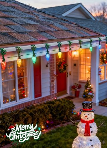 C9 Christmas Lights Outdoor, 102FT 150 LED String Lights with Spring Clips