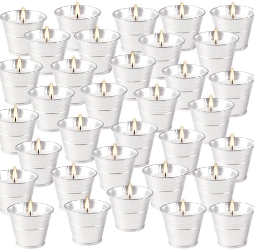 Outdoors Citronella Candles 32Pack - Garden Citronella Scented Candles, Long Burning, 2 oz Small Tin Candles Gift Sets for Home Patio Yard Indoors, Balcony, Camping BBQ & Summer Parties.