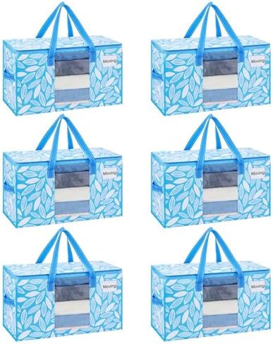 VENO Moving Bags, Wide Open Top, Clear Window, Spring Breeze, 6 Pack