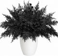 45 Pcs Halloween Black Cypress Leaf Branches, Faux Black Stems Centerpieces