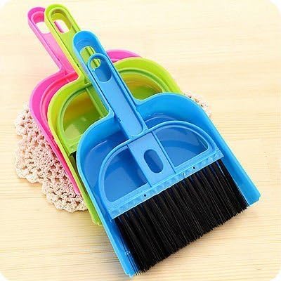 CHIRON Mini Dustpan Supdi with Brush Broom Set for Multipurpose Cleaning Laptops, Keyboards, Dining Table, Car Seats, Carpets (Multicolor, Small) -Pack of 2