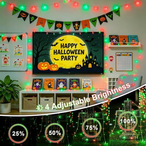 JMEXSUSS 600 LED Red and Green Halloween String Lights Outdoor Clear Wire