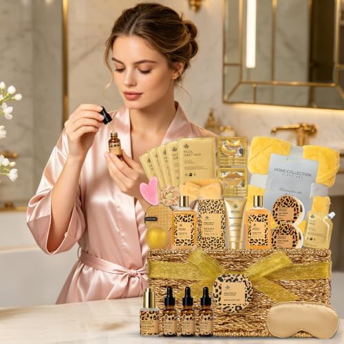 Birthday Gifts for Women, 35Pcs Honey Almond Spa Gift Basket, Get Well Soon
