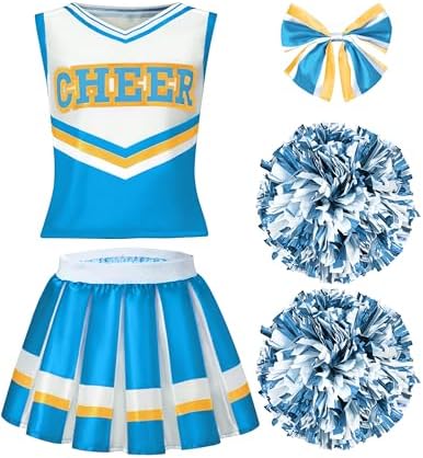 Spooktacular Creations Halloween Girl Cheerleader Costume, Cheer Uniform Set, Cheerleading Outfit for Halloween DressUp Party