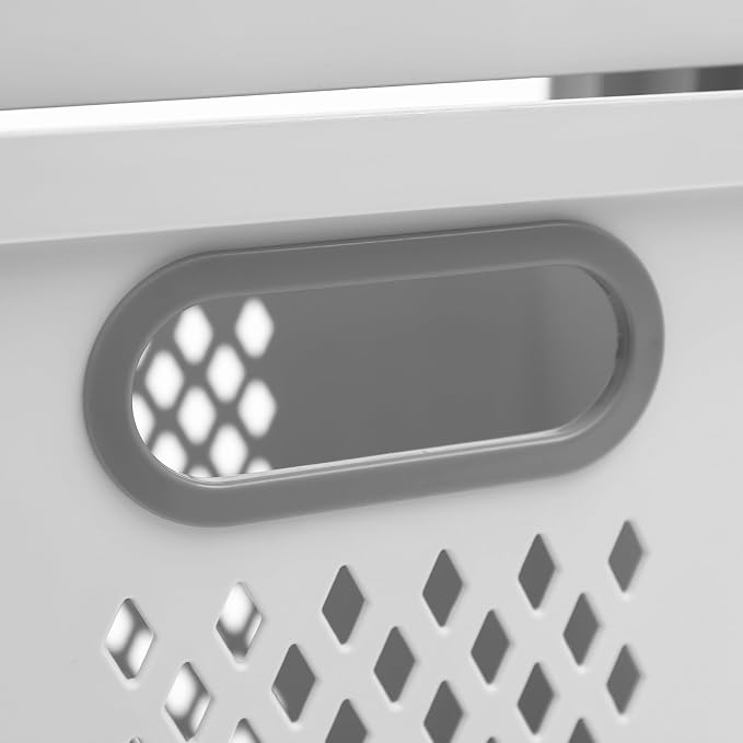2 Tier Rolling Laundry Basket Cart Removable Laundry Basket with Wheels Household Storage Baskets for Home Kitchens Bathrooms Bedrooms Laundry Rooms Dorms (White)