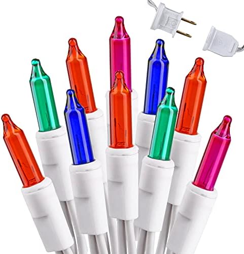 Brizled Colored Christmas Lights Incandescent, 300 Count, 69.6ft, Linkable