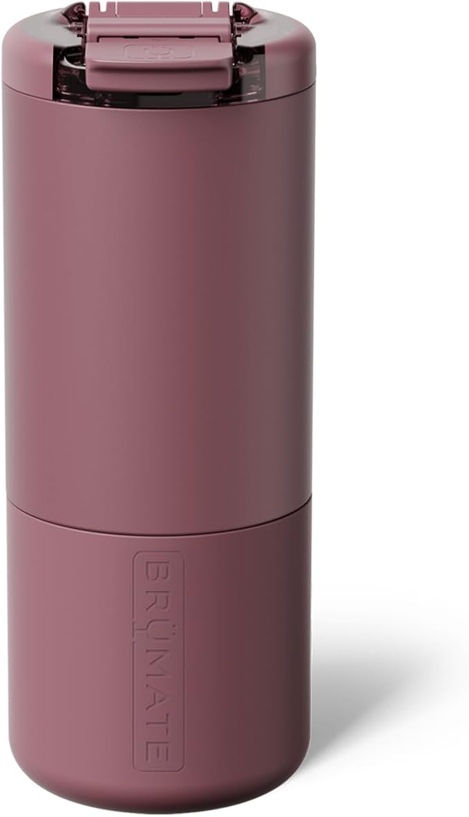 BrüMate Strova 18oz 100% Leakproof Insulated Coffee Mug | Ceramic-Lined Interior | Built-In Silicone Sleeve for Travel | Locking Flip Lid (Rose Taupe)
