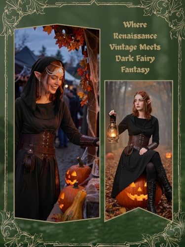 10 Pcs Women Renaissance Halloween Fairy Costumes Medieval Elf Dress S-XXL
