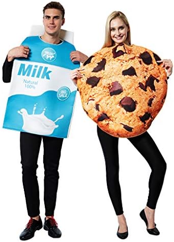 Couple Costume Halloween Food Cookies and Milk Carton Box 2Pcs Costume