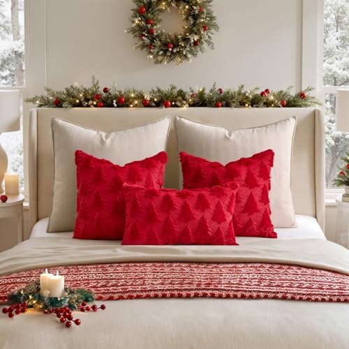 MIULEE Christmas Throw Pillow Covers Red Set of 2 18x18