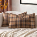 MIULEE Fall Plaid Pillow Covers Scottish Tartan 12x20 Dark Brown