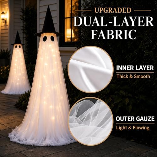 2 Pack 5 Ft Large Light Up Ghost Decor - Halloween Decorations Outdoor