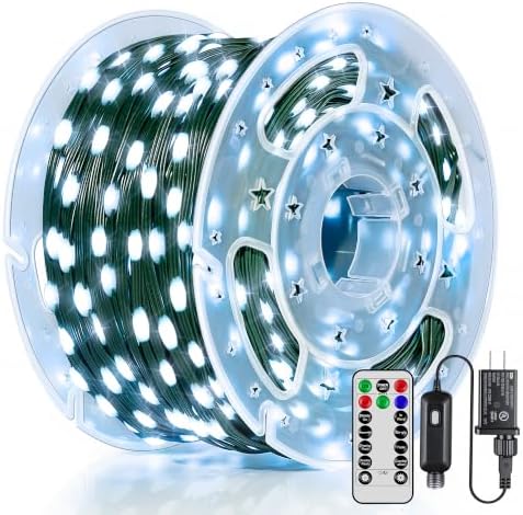 BrightChristmas 600 LED 196 FT Christmas Lights, Waterproof String Lights with Remote and Timer, Christmas Tree Lights with 8 Modes Dimmable, Fairy Lights for Holiday Decor (Cool White)