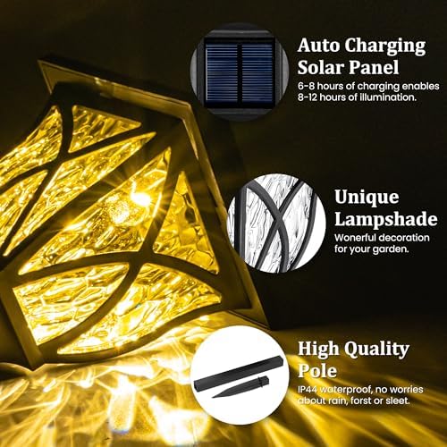 GIGALUMI 8 Pack Solar Lights Outdoor Waterproof, LED Solar Garden Lights