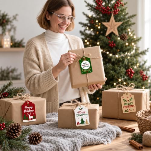 Christmas Gift Tags - 60 PCS Gift Tags for Christmas Presents with String