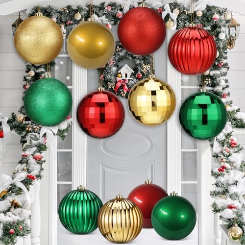 Poen 12 Pcs 6 Inch Classic Christmas Ball Ornaments Shatterproof