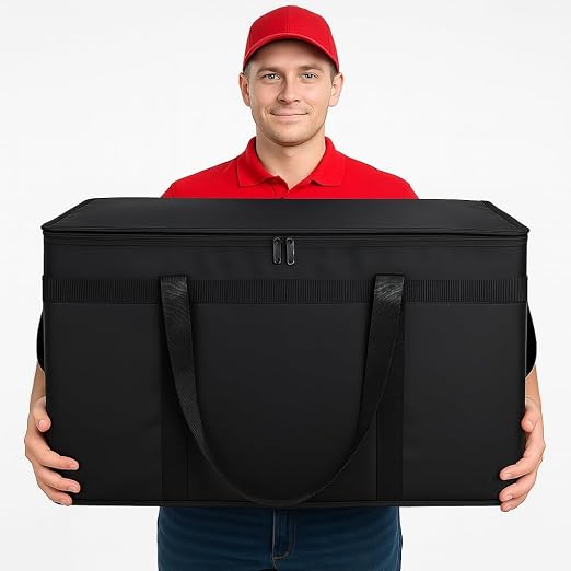 Bodaon Large 3-Pack Insulated Food Delivery Bag with hard bottom, XXXL Catering/Pizza Cooler Bags, Rideshare Delivery Bag, Thermal Cold/Hot Styrofoam Carrier for Travel/Shopping/Car