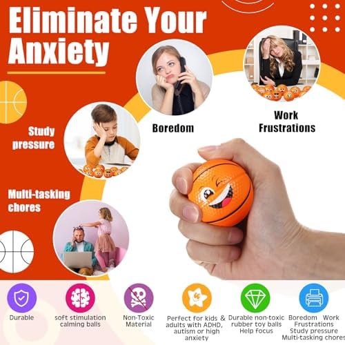 Libima 80 Pcs Mini Face Basketball Fidget Toy Bulk, 2 Inch