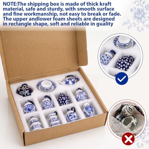 Peryiter 12 Pieces White Blue Christmas Ornaments Chinoiserie Porcelain Christmas Ornaments Mini Ginger Jar for Xmas Tree Decoration(Stylish)