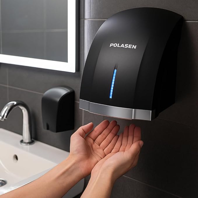 Hand Dryer Commercial Black 110V Automatic Compact High Speed Air Wiper Dryer ADA Compliant for Industry Business Restrooms