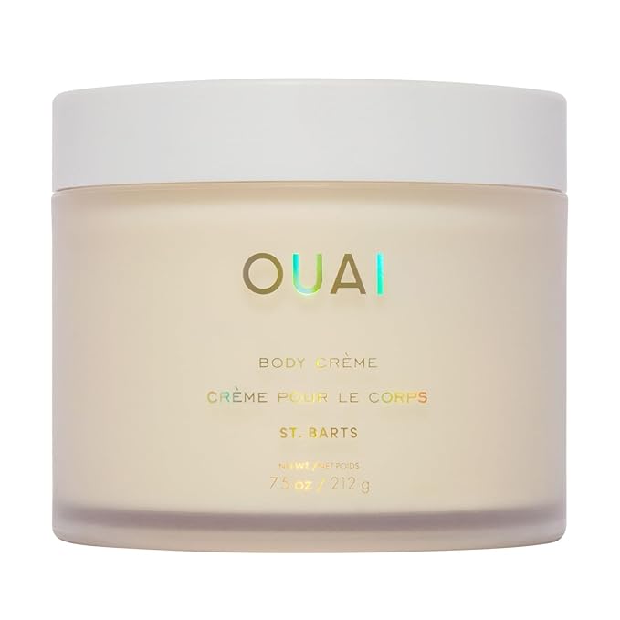 OUAI Body Cream, St. Barts - Hydrating Whipped Body Cream with Cupuaçu Butter, Coconut Oil and Squalane - Softens Skin and Delivers Healthy-Looking Glow - Sulfate-Free Skin Care (7.5 Oz)