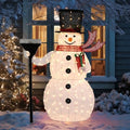 VINGLI 5FT Outdoor Snowman Christmas Decorations, Lighted Outdoor Snowman w/200 LED Lights, Tall Hat, Red Scarf, Ground Stakes, Zip Ties for Indoor, Yard, Outside Xmas Decor
