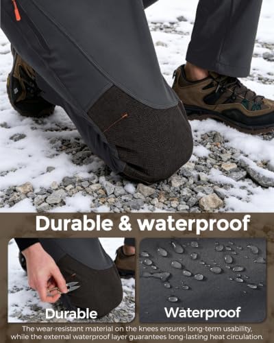 CNBQDD Men's Snow Ski Pants Waterproof Hiking Winter Fleece Lined Pants