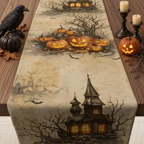 Halloween Party Decorations - Pumpkin Castle Table Runner