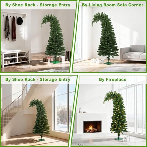 5.8 FT Prelit Artificial Christmas Tree,Xmas Tree Holiday Decor, Dark Green
