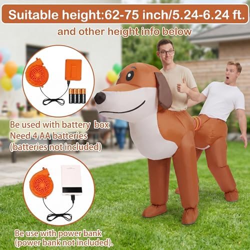 2 Person Inflatable Dachshund Costume for Adults, Funny Couple Dog Outfit