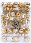 HipTree 116ct 1.18-6.5" White Gold Christmas Tree Ornaments Decorations Set