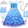 Davvew Princess Dresses for Girls Halloween Light Up Princess Costume for Christmas Toddler Princess Dress Up Clothes