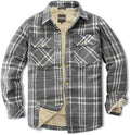 Men's Sherpa Cotton Flannel Shirt Jacket Plaid Button Coat Pocket