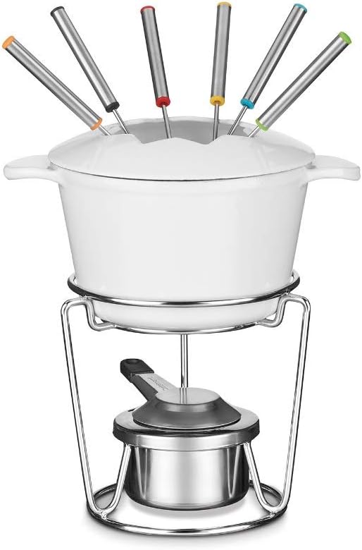 Cuisinart 13-Piece Cast Iron Fondue Set, White, 10"