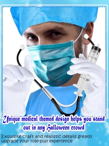 13 Pcs Halloween Couples Costume Surgeon Doctor and Patient Costume Hospital Cosplay Outfit for Adult Halloween Cosplay Medical Themed Party Events